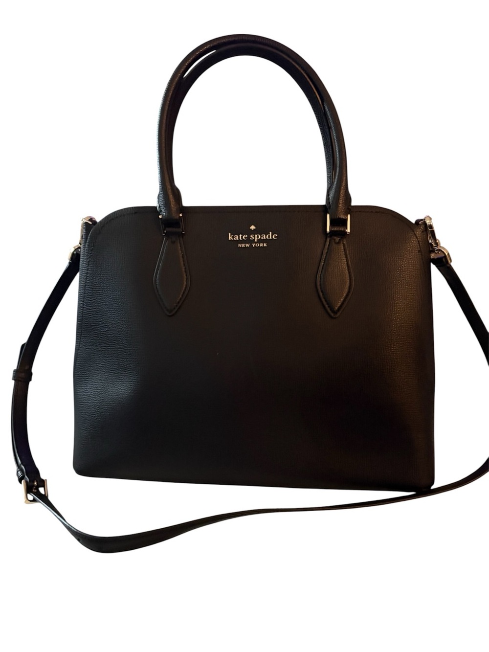 Kate Spade New York Black Leather Satchel with Crossbody Strap